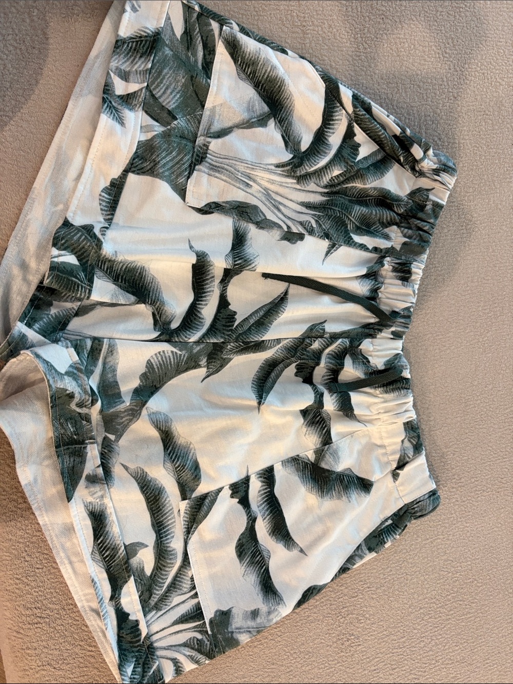 Amazon White and Green Tropical Print Cargo Shorts